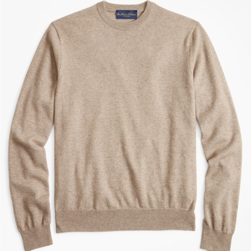 Brooks Brothers Crewneck Cashmere Sweater — Light Beige size L
